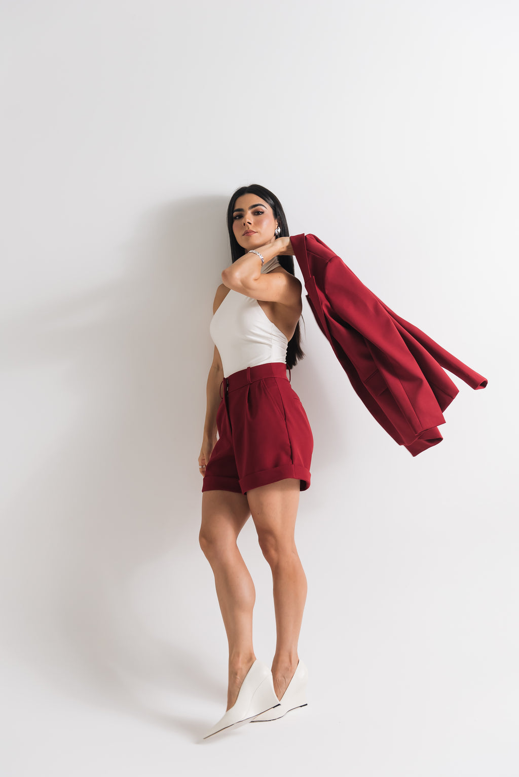 Short Alfaiataria Barra Italiana Mary Cereja Saphir