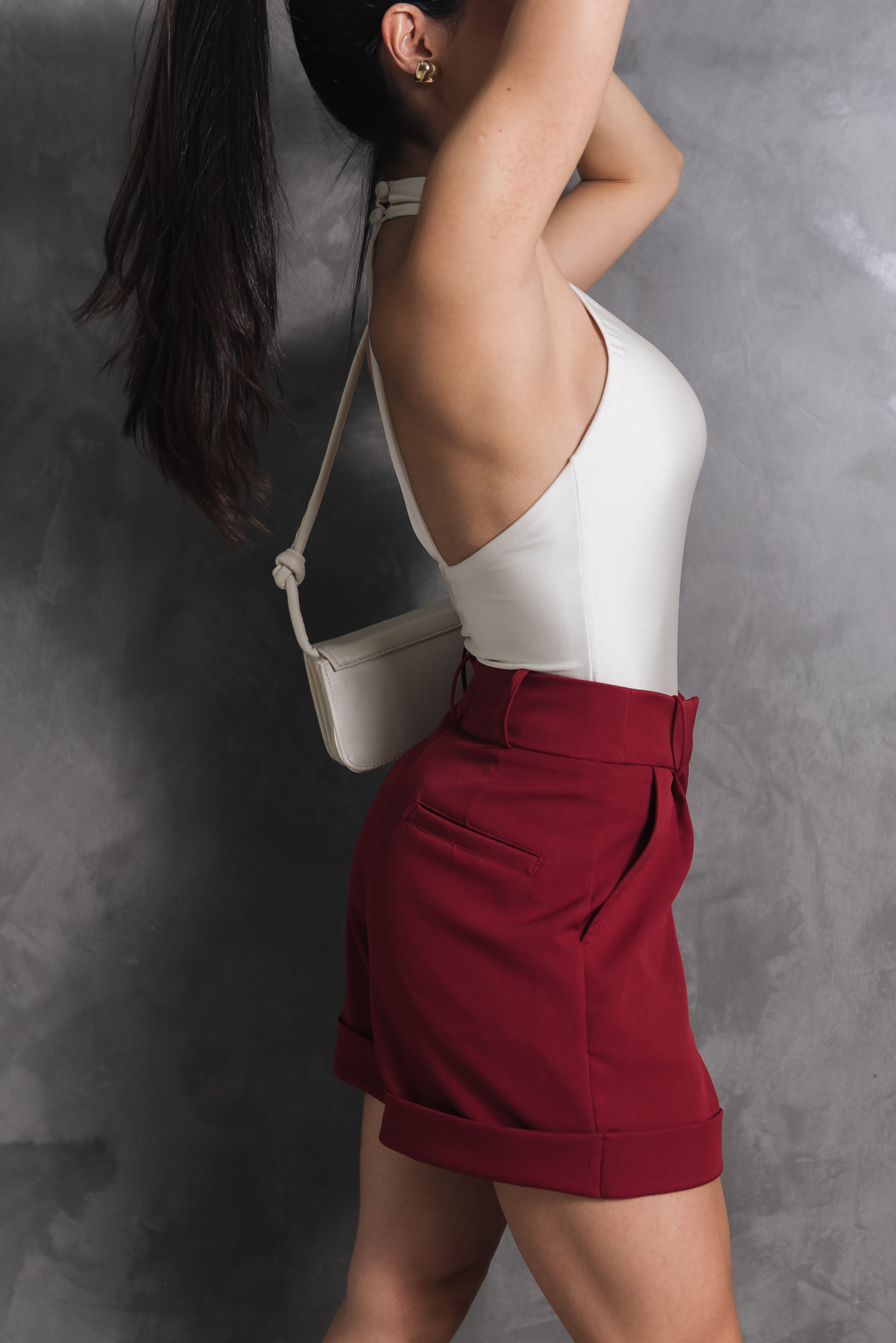 Short Alfaiataria Barra Italiana Mary Cereja Saphir