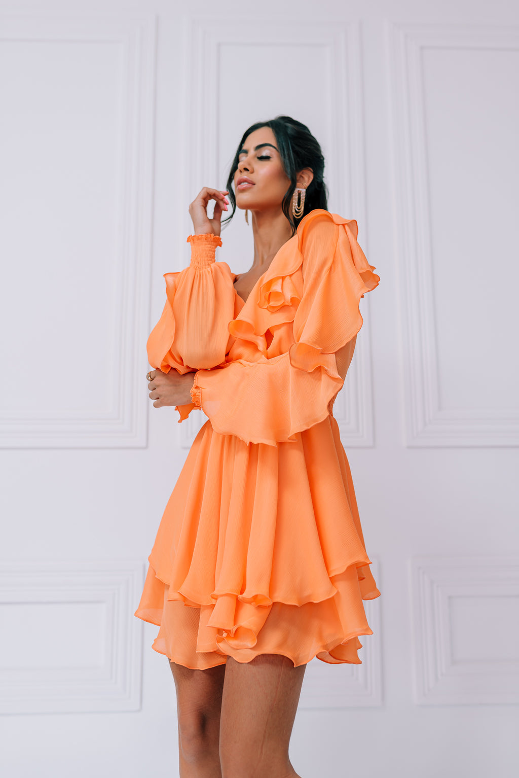 Vestido Babados Amy Laranja