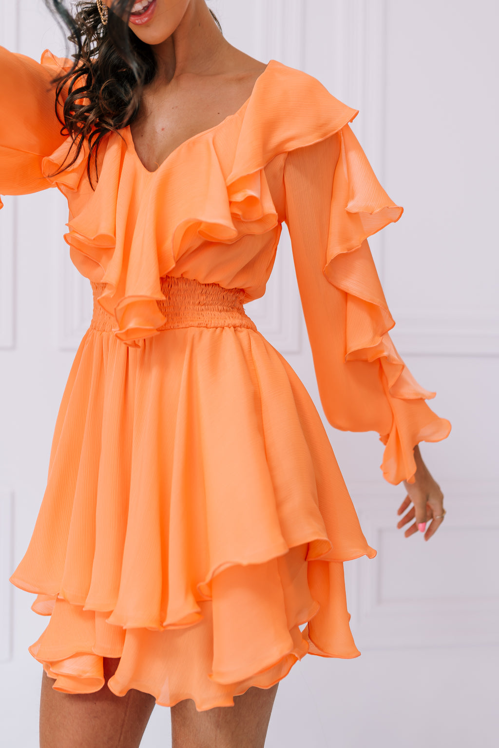 Vestido Babados Amy Laranja