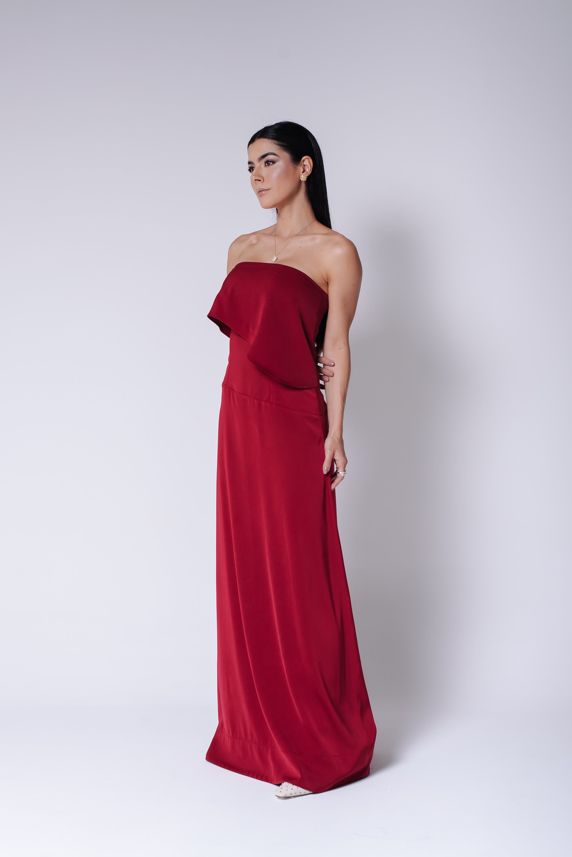 Vestido Longo Alfaiataria Tereza Cereja Saphir