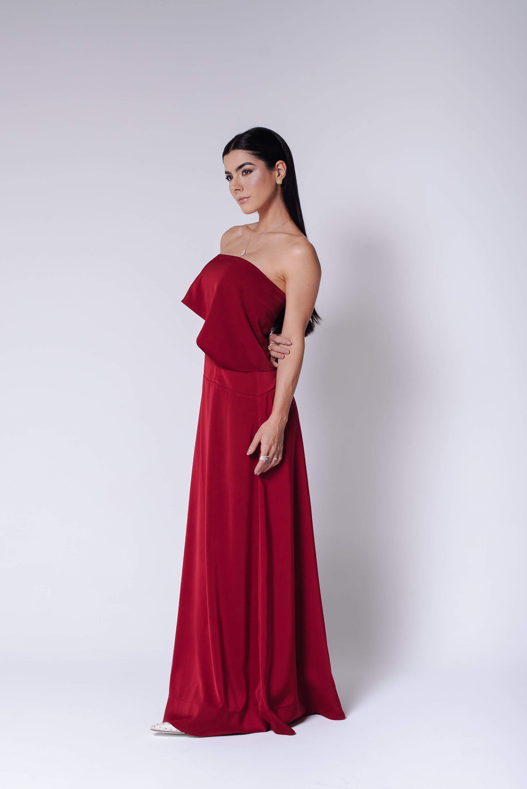 Vestido Longo Alfaiataria Tereza Cereja Saphir