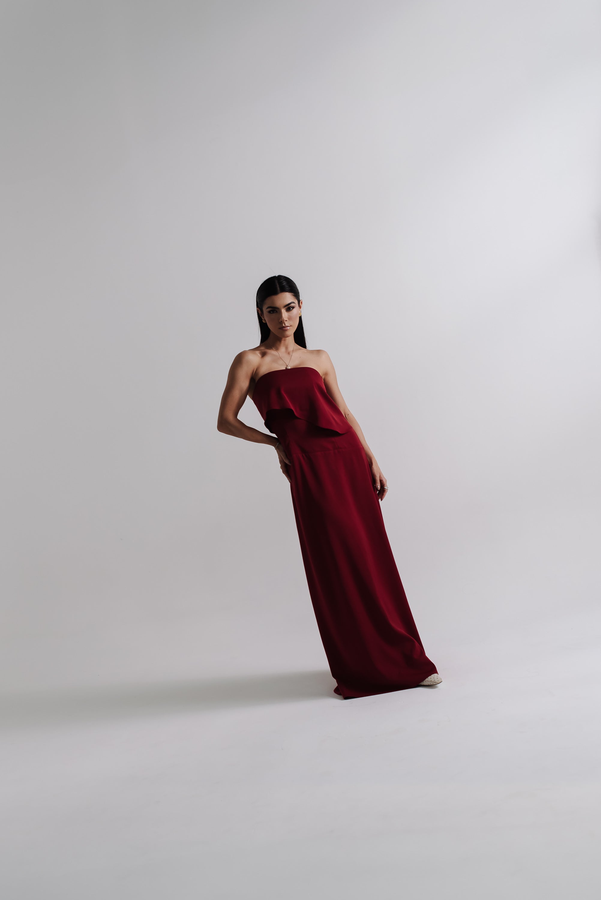 Vestido Longo Alfaiataria Tereza Cereja Saphir