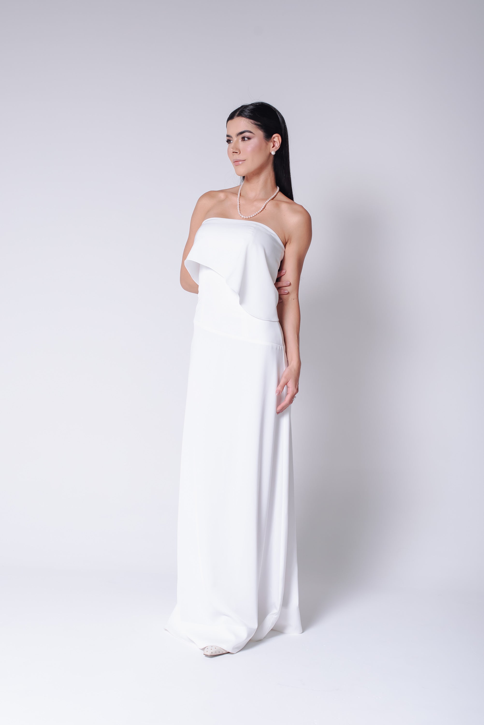 Vestido Longo Alfaiataria Tereza Off White Saphir