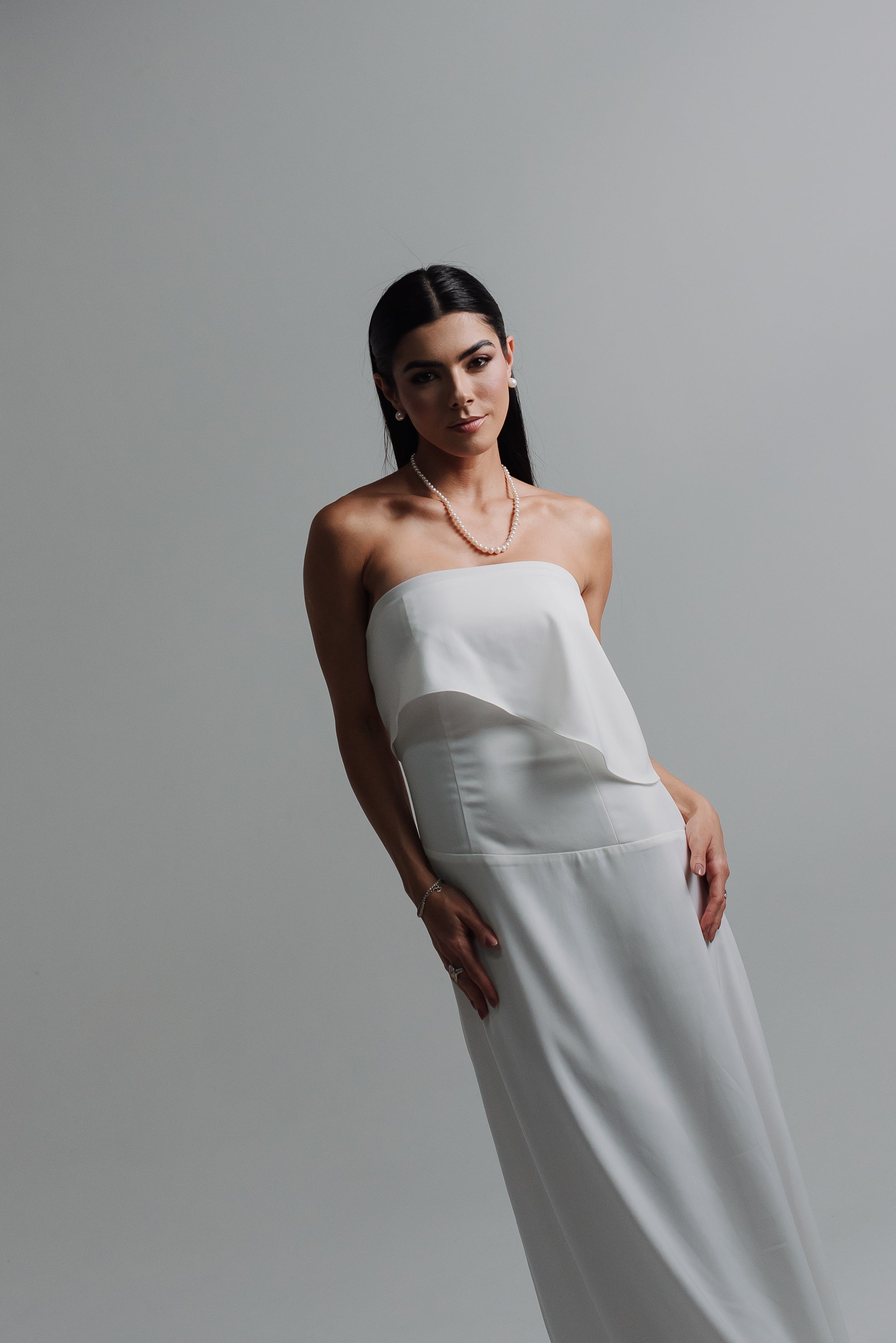 Vestido Longo Alfaiataria Tereza Off White Saphir