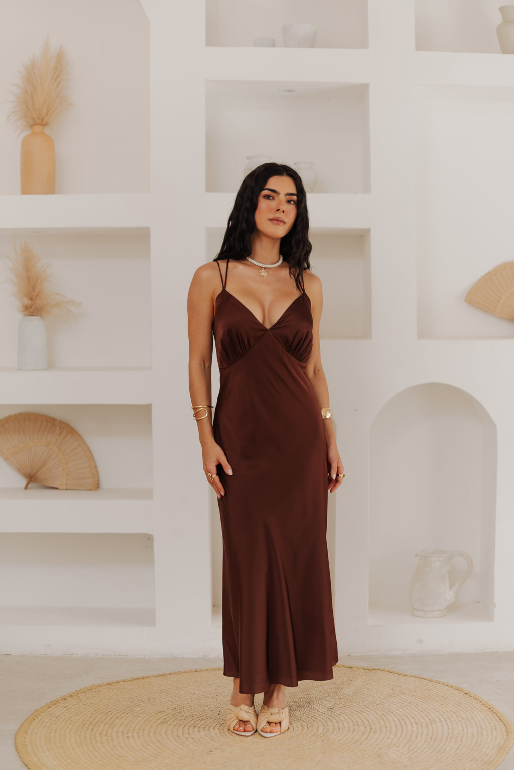 Vestido Slip Dress Camila Marrom Saphir