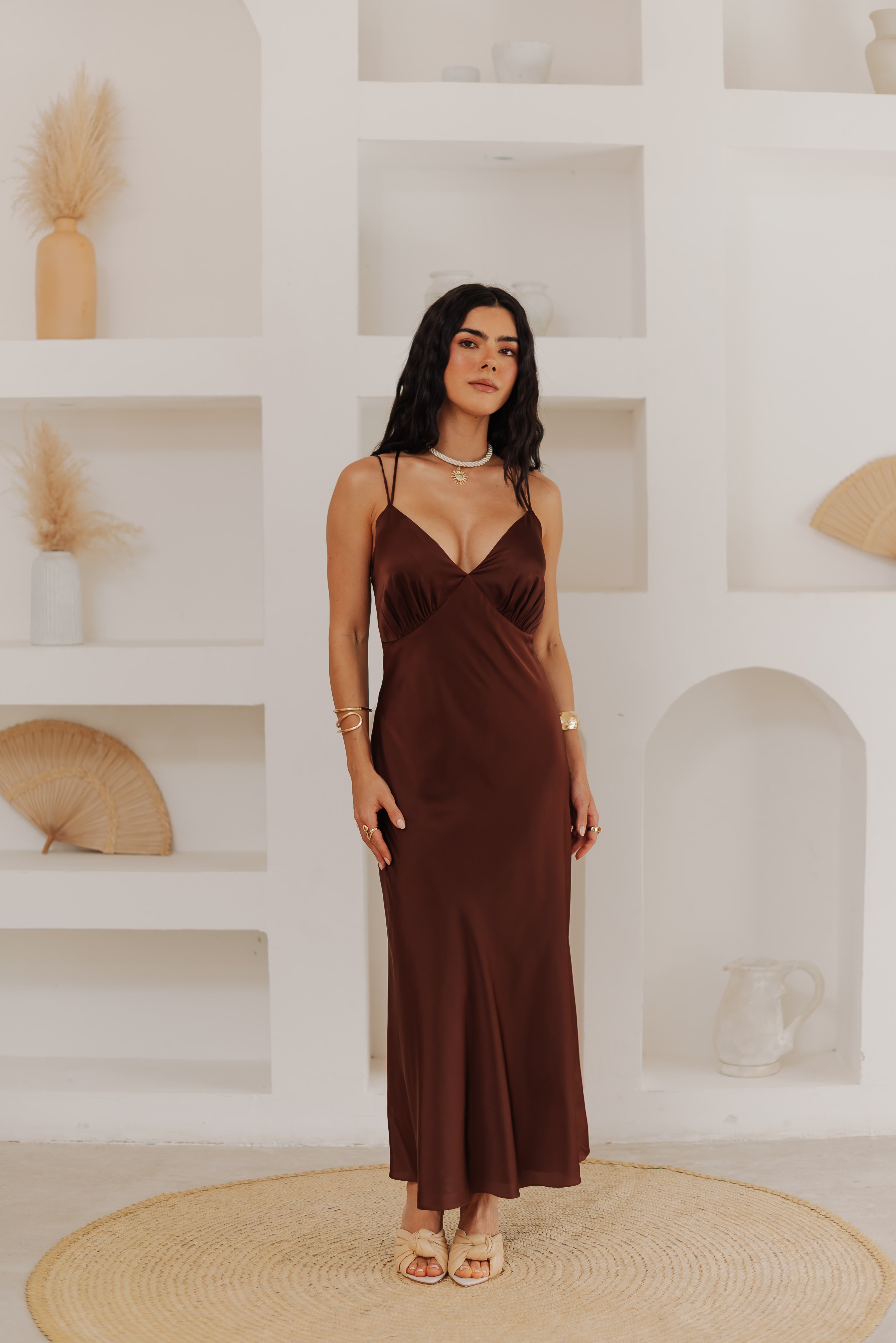 Vestido Slip Dress Camila Marrom Saphir