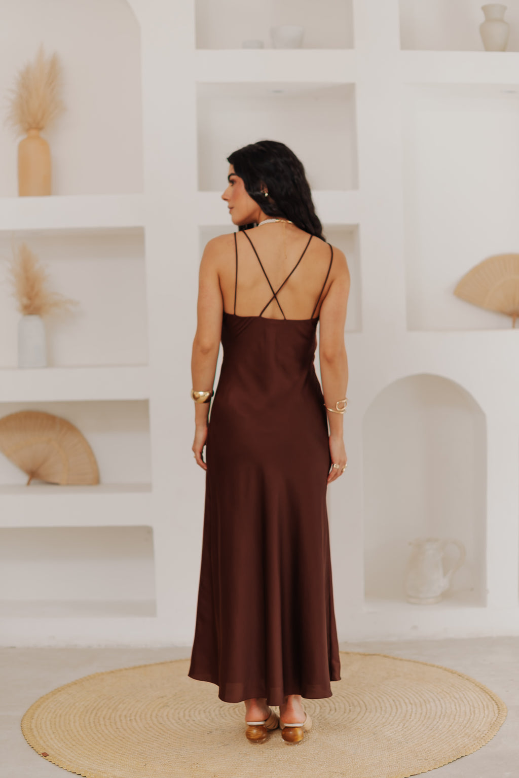 Vestido Slip Dress Camila Marrom Saphir