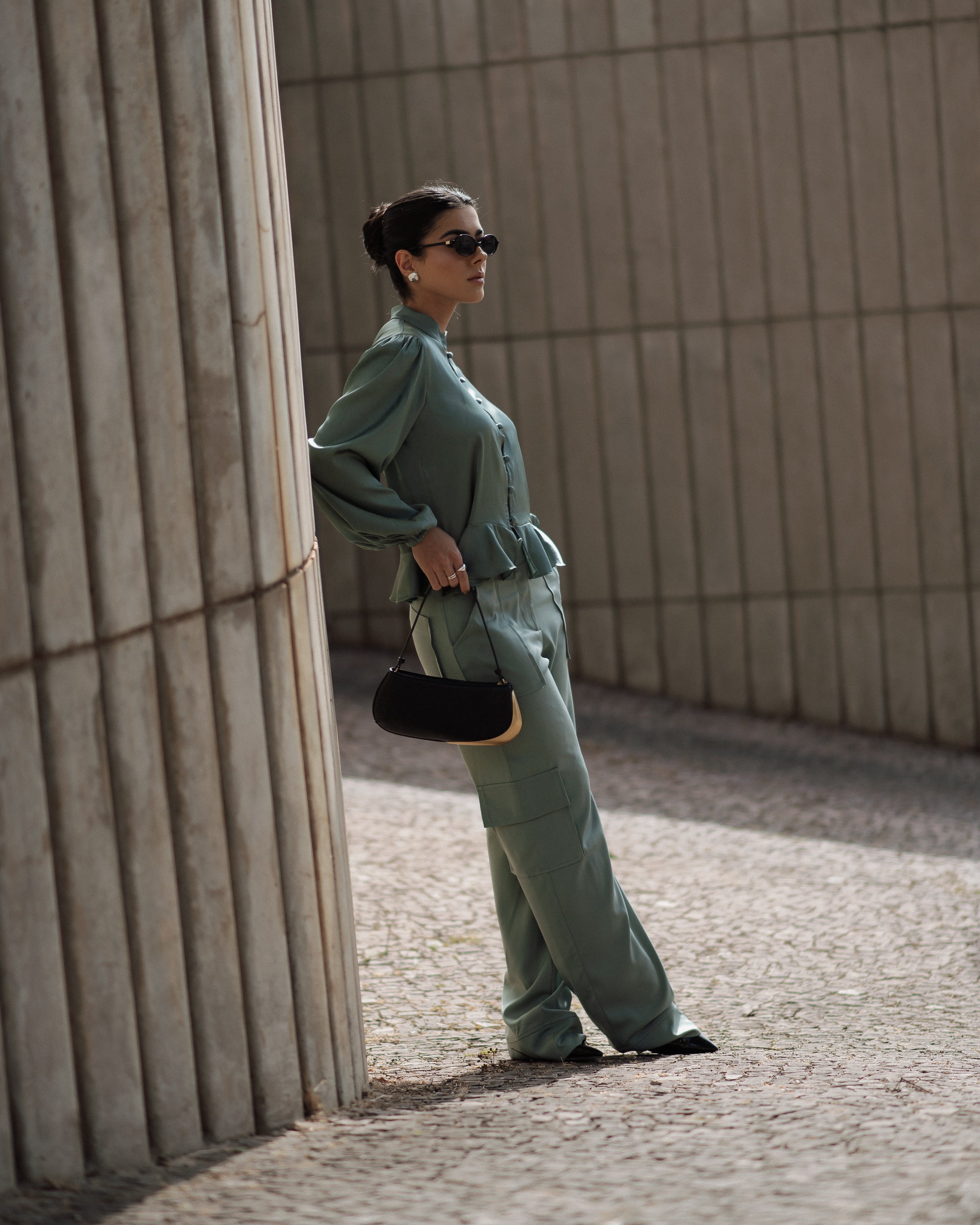 Calça Cargo Alfaiataria Brunelle Verde Menta Saphir