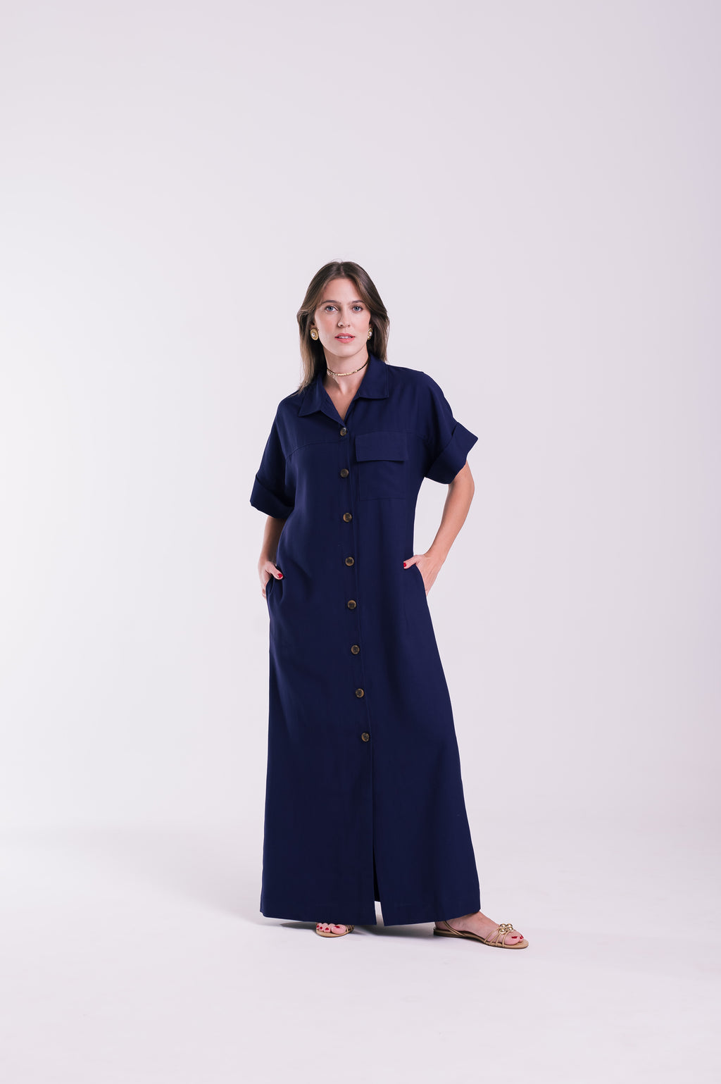 Chemise Lígia Azul Marinho