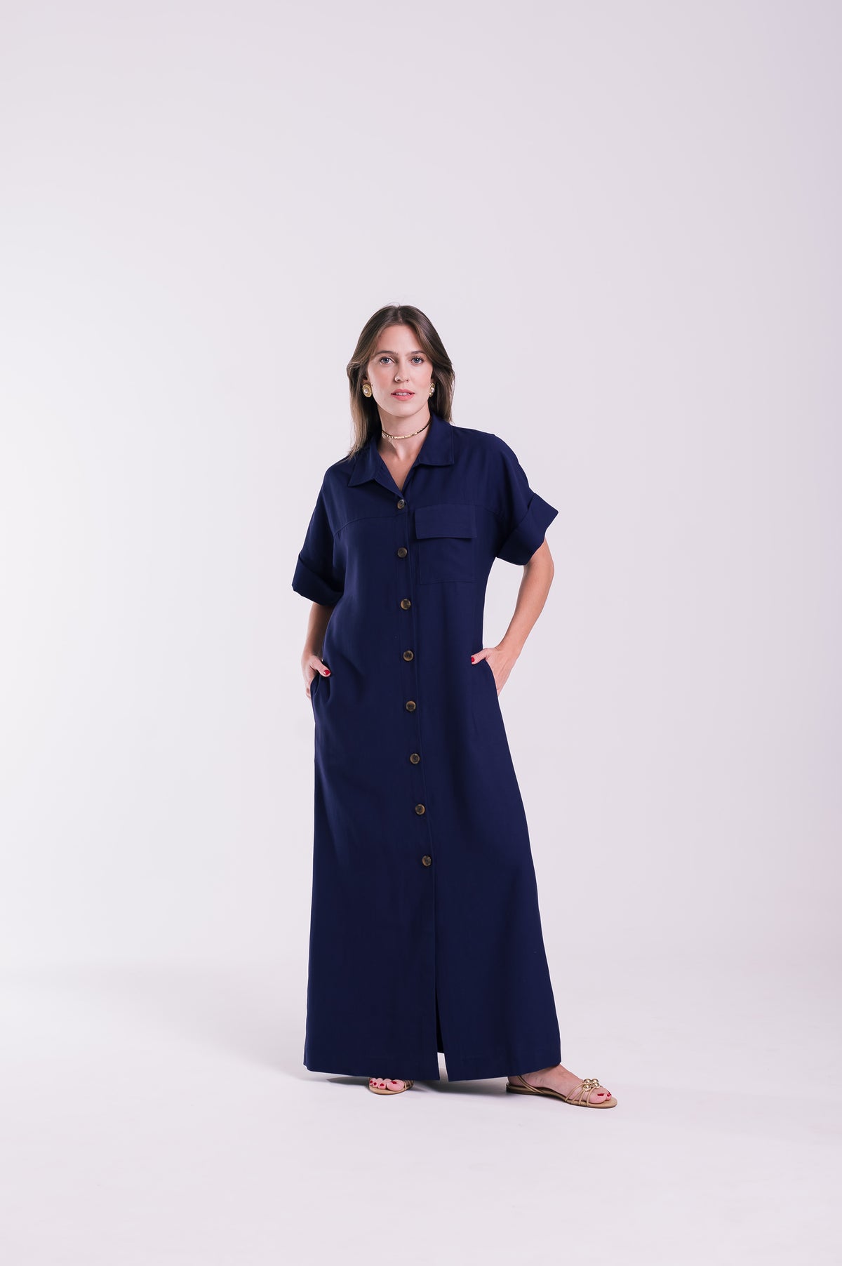 Chemise Lígia Azul Marinho