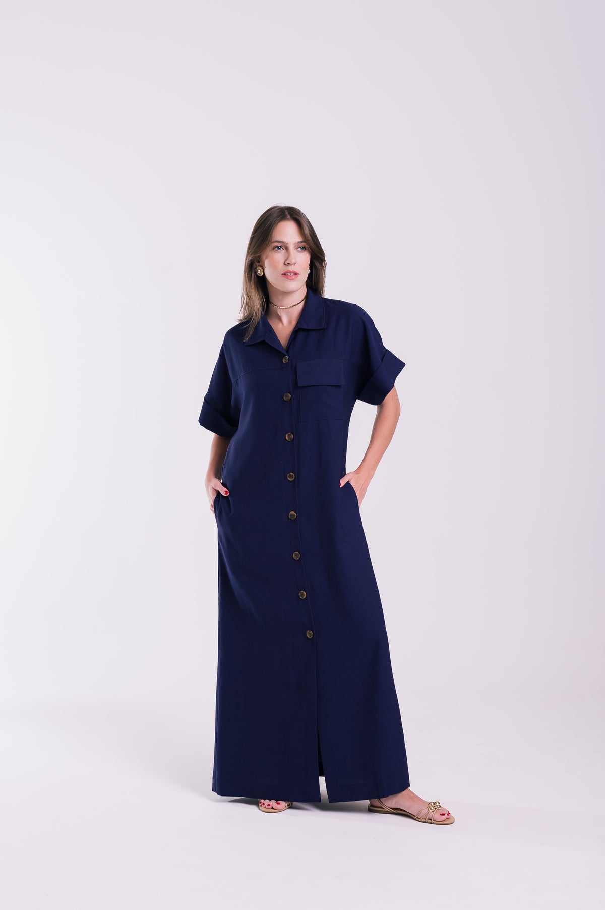 Chemise Lígia Azul Marinho