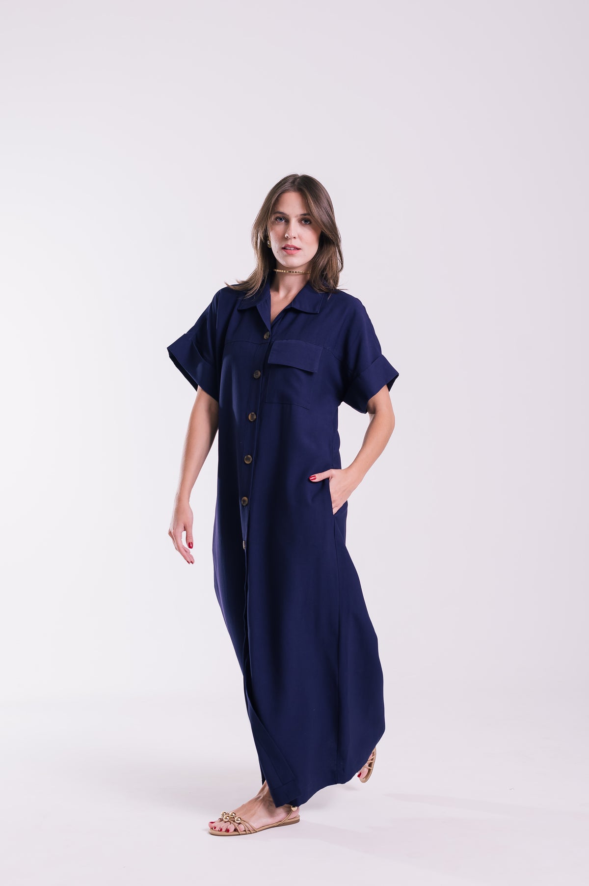 Chemise Lígia Azul Marinho