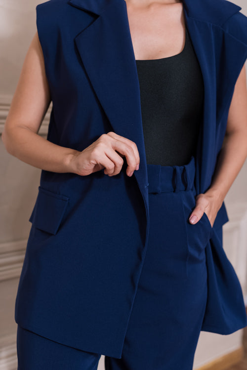 Calça Pantalona Cecília Azul Marinho Escuro