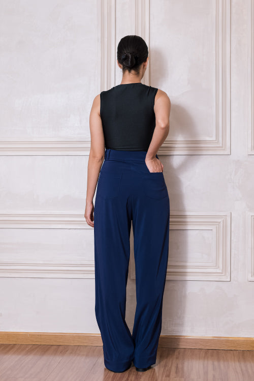 Calça Pantalona Cecília Azul Marinho Escuro