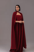 Vestido Longo com Capa Louise Marsala Ällie