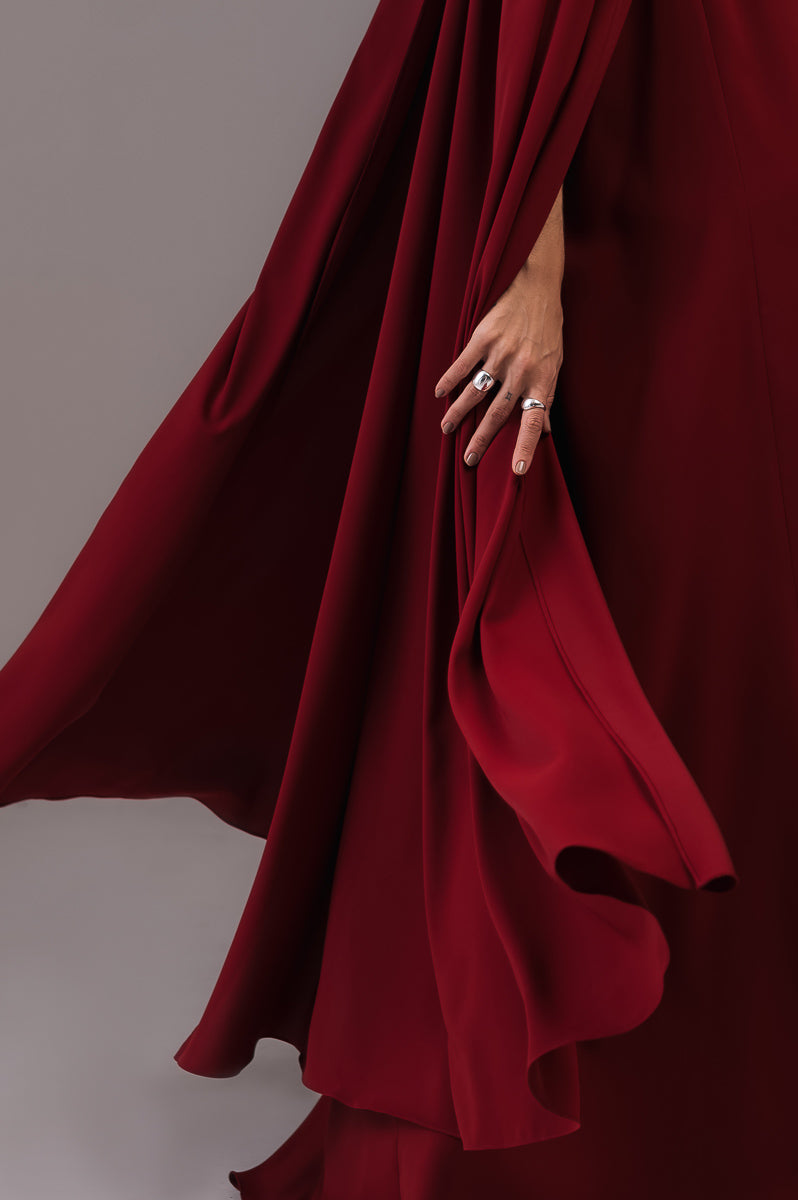Vestido Longo com Capa Louise Marsala Ällie