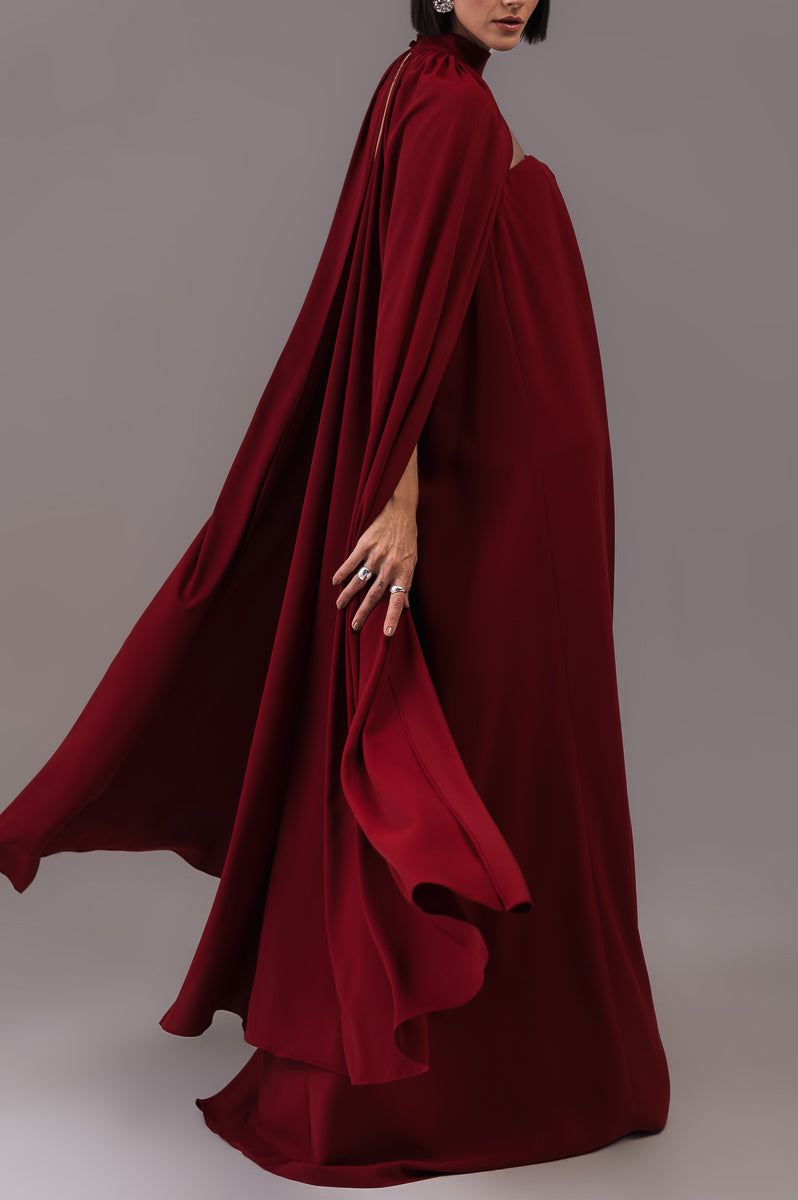 Vestido Longo com Capa Louise Marsala Ällie