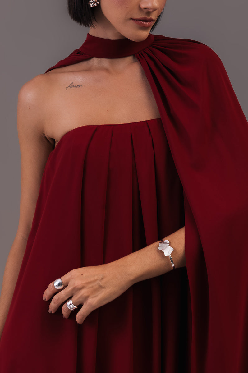 Vestido Longo com Capa Louise Marsala Ällie