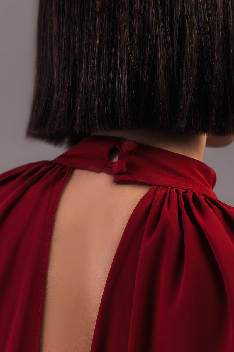 Vestido Longo com Capa Louise Marsala Ällie