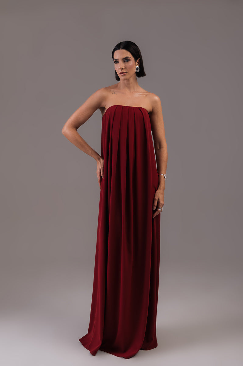 Vestido Longo com Capa Louise Marsala Ällie
