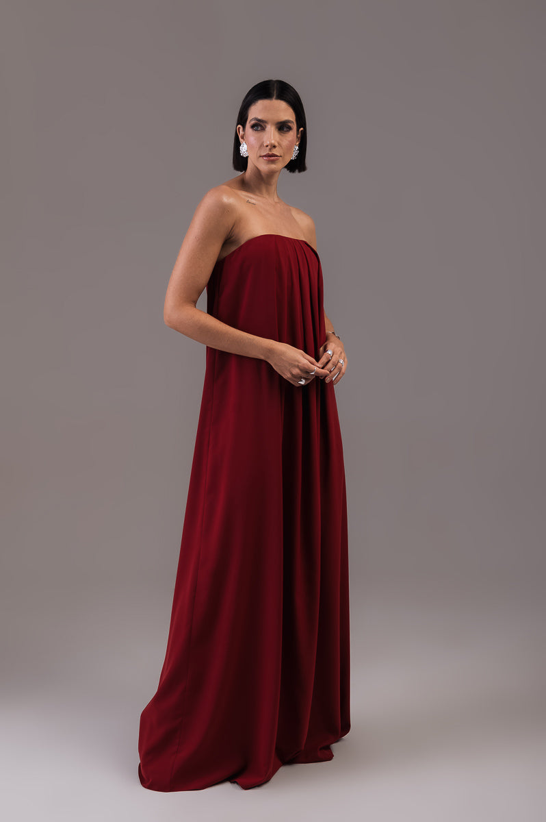 Vestido Longo com Capa Louise Marsala Ällie