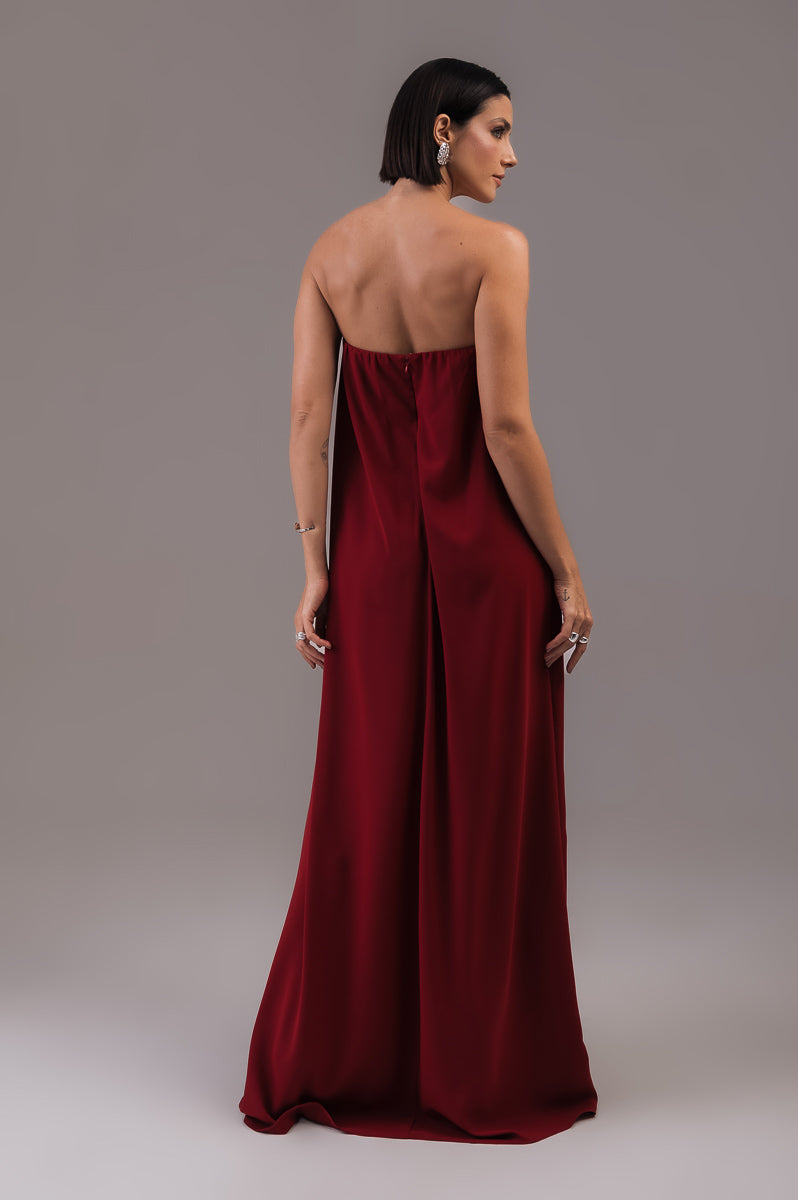 Vestido Longo com Capa Louise Marsala Ällie