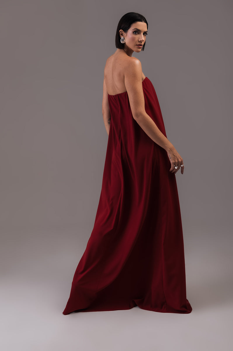 Vestido Longo com Capa Louise Marsala Ällie