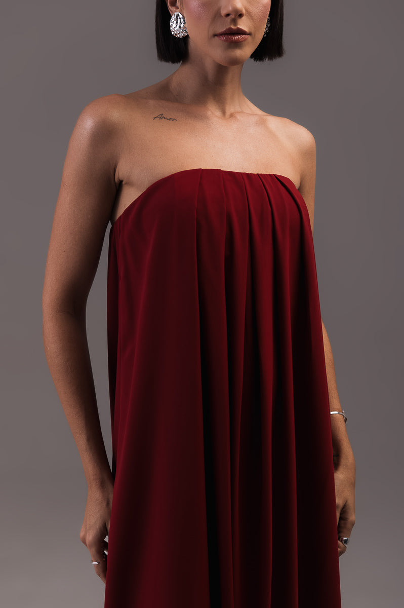 Vestido Longo com Capa Louise Marsala Ällie