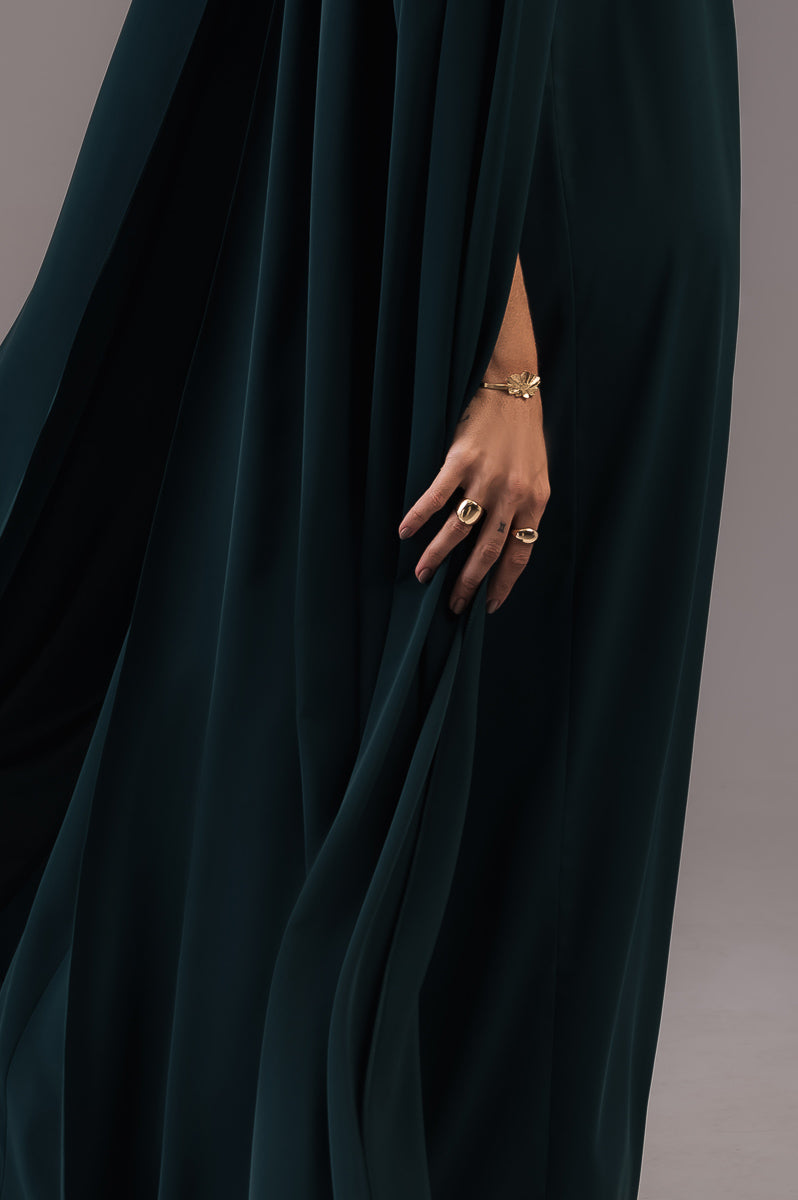 Vestido Longo com Capa Louise Verde Botanik Ällie