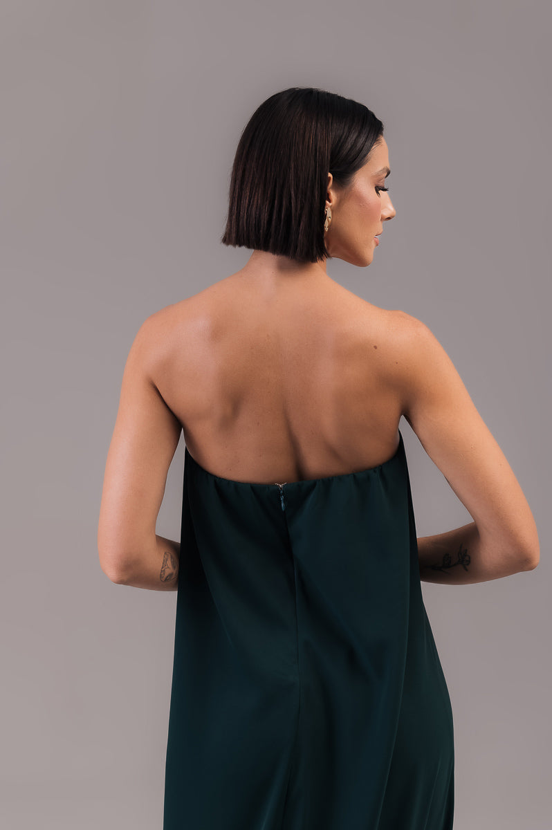Vestido Longo com Capa Louise Verde Botanik Ällie