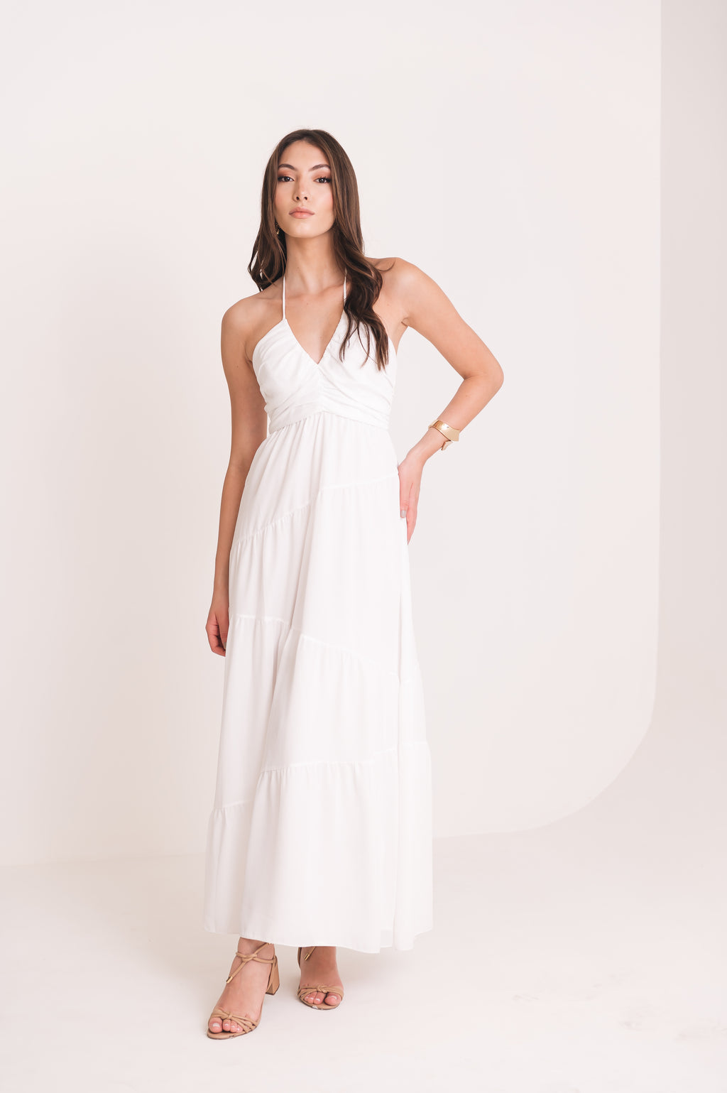 Vestido Maxi Midi Lisandra Off White Ällie