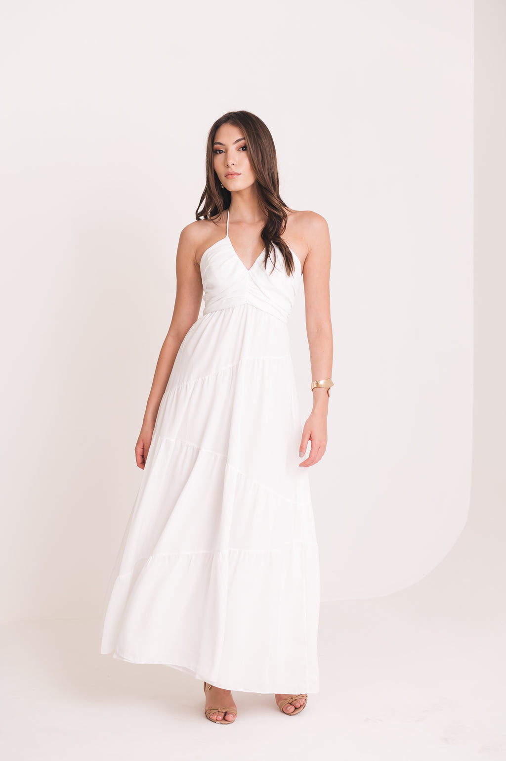 Vestido Maxi Midi Lisandra Off White Ällie
