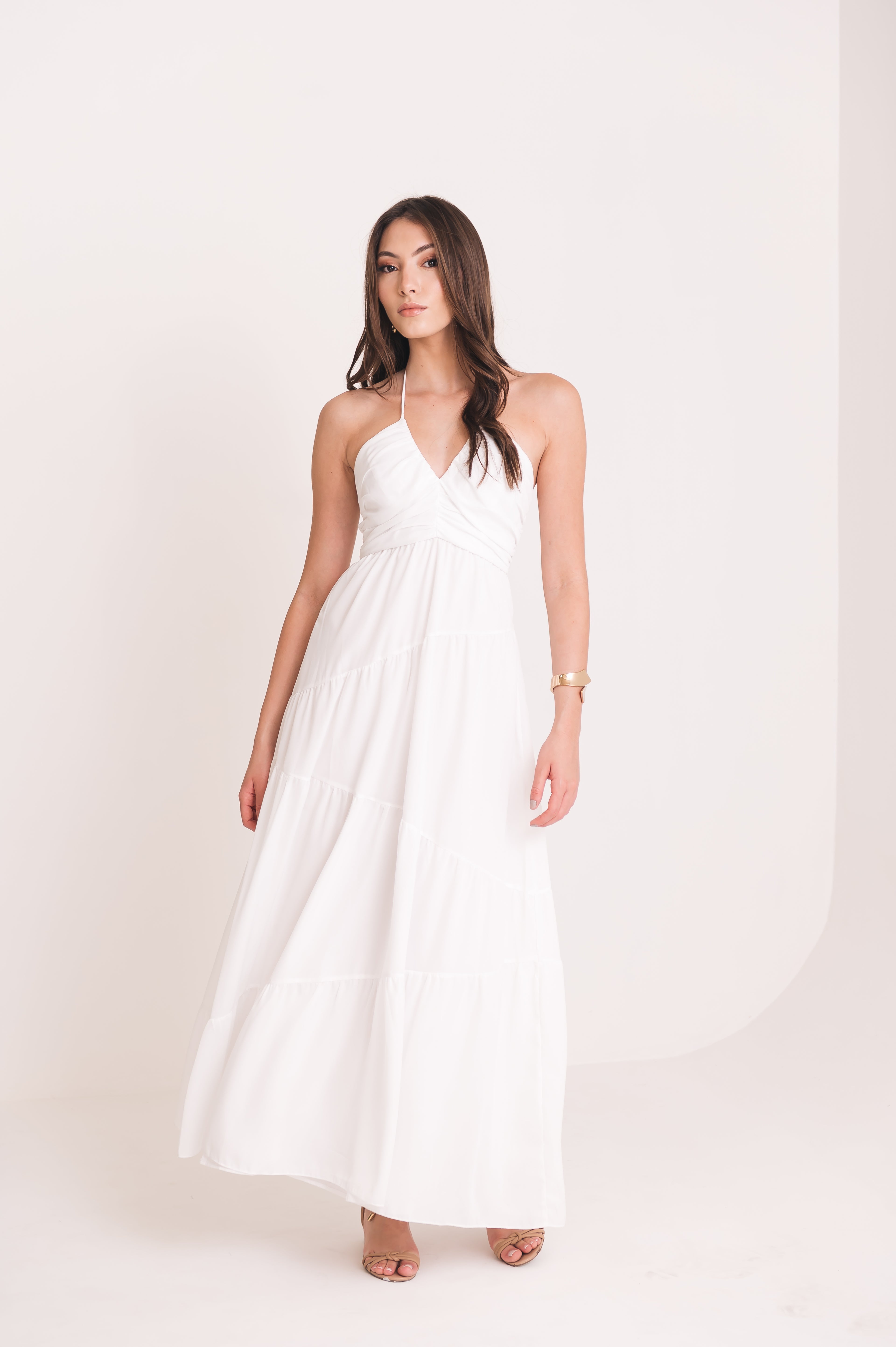 Vestido Maxi Midi Lisandra Off White Ällie