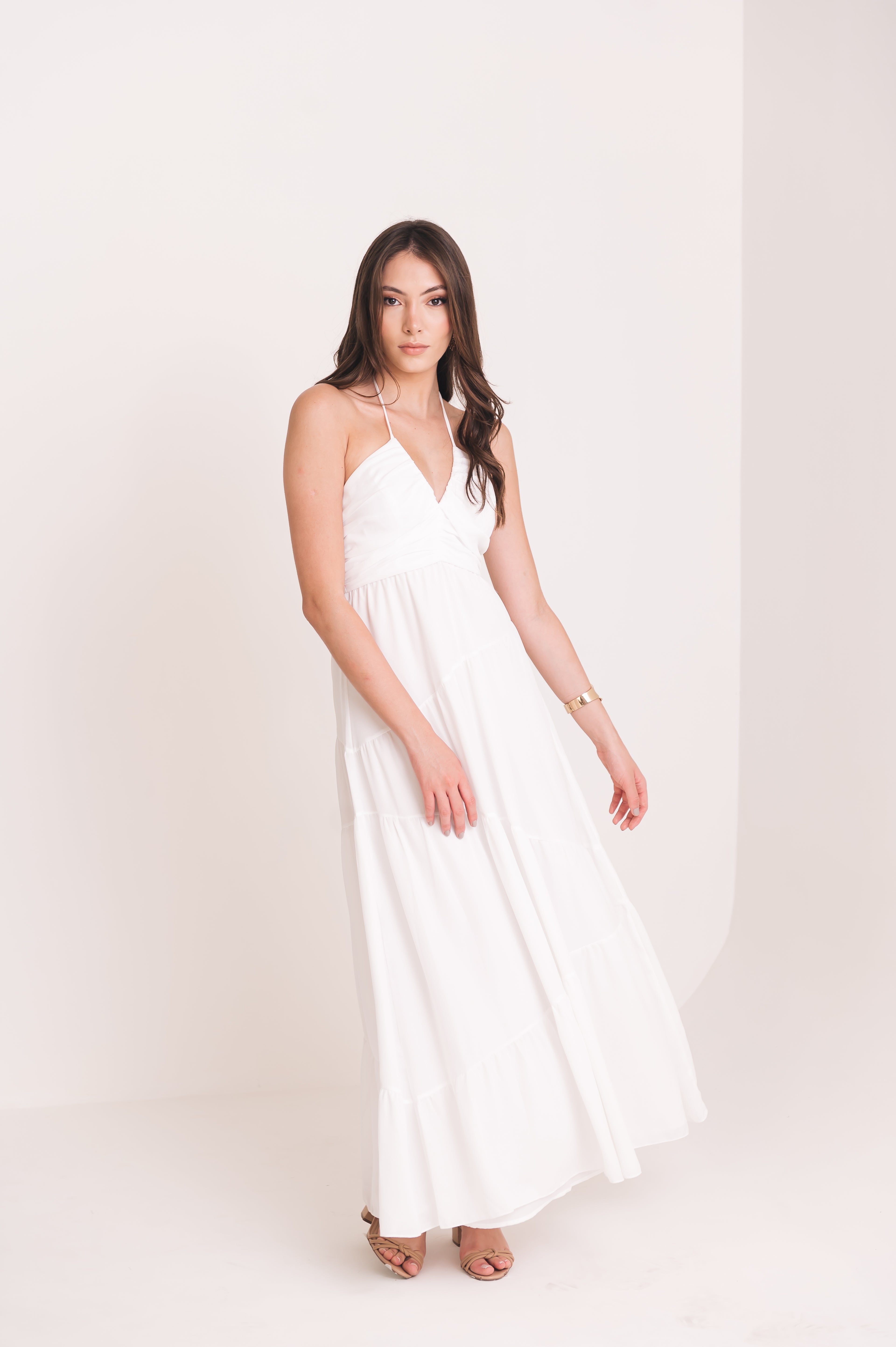 Vestido Maxi Midi Lisandra Off White Ällie