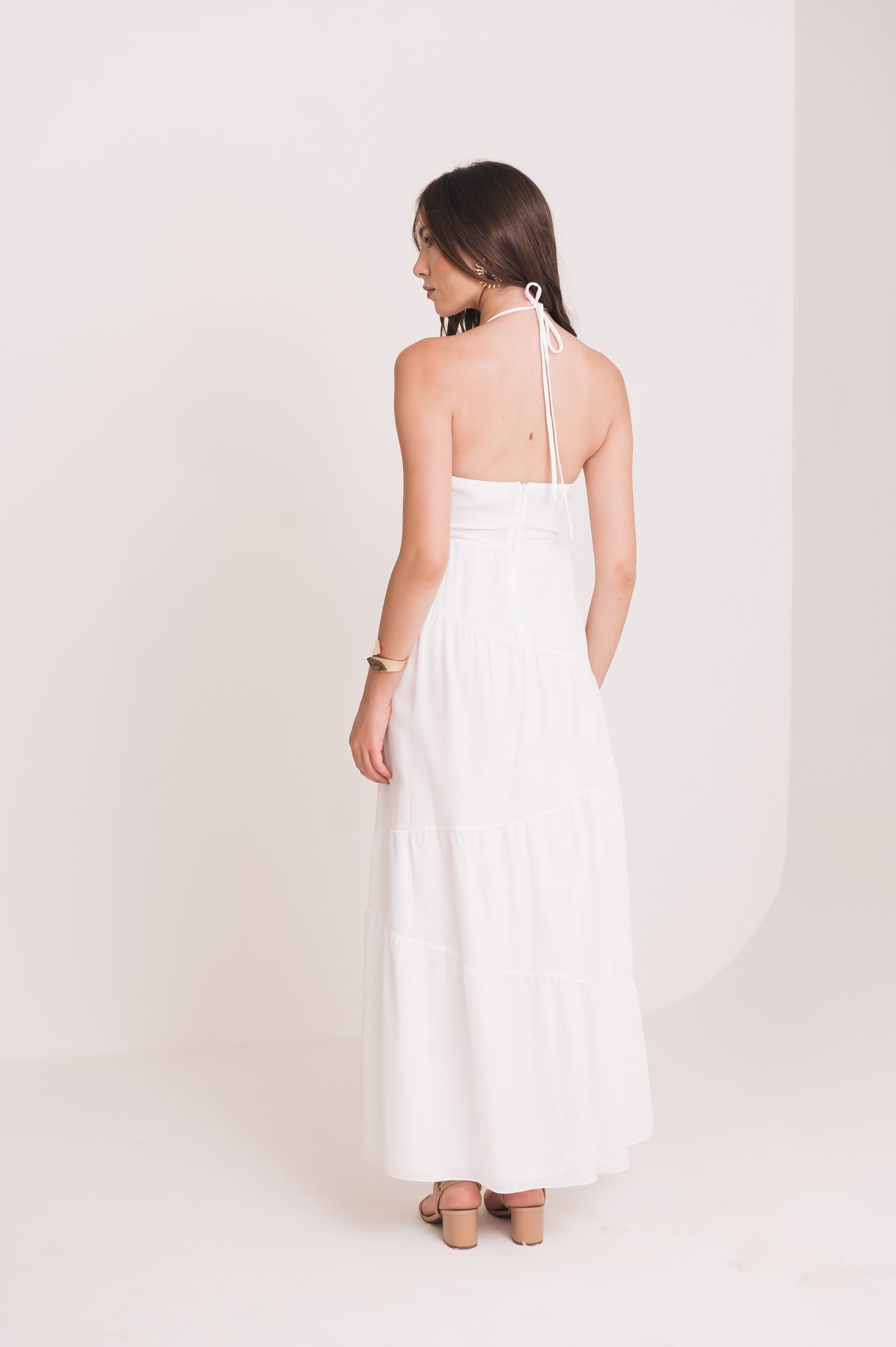 Vestido Maxi Midi Lisandra Off White Ällie