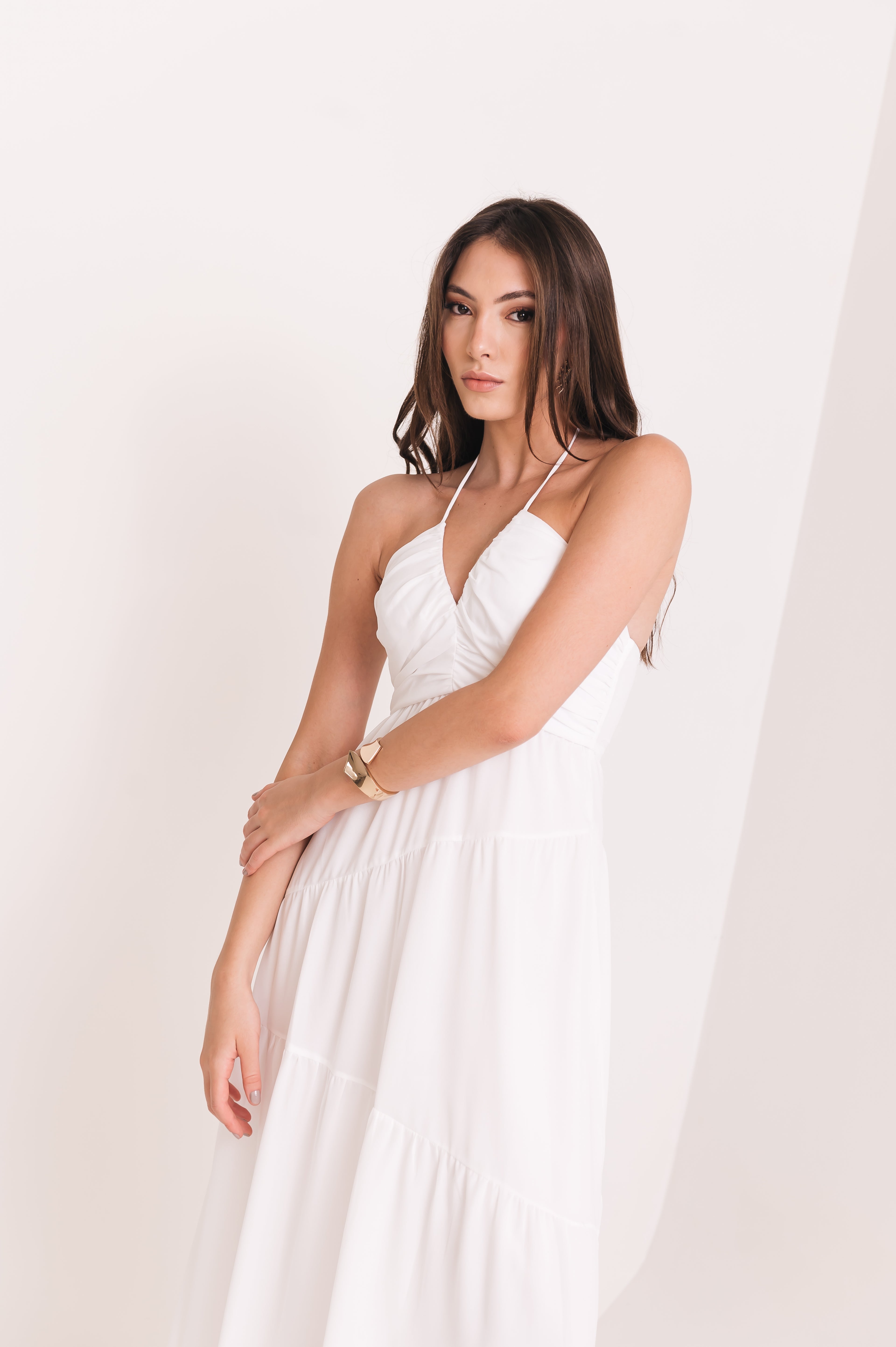 Vestido Maxi Midi Lisandra Off White Ällie