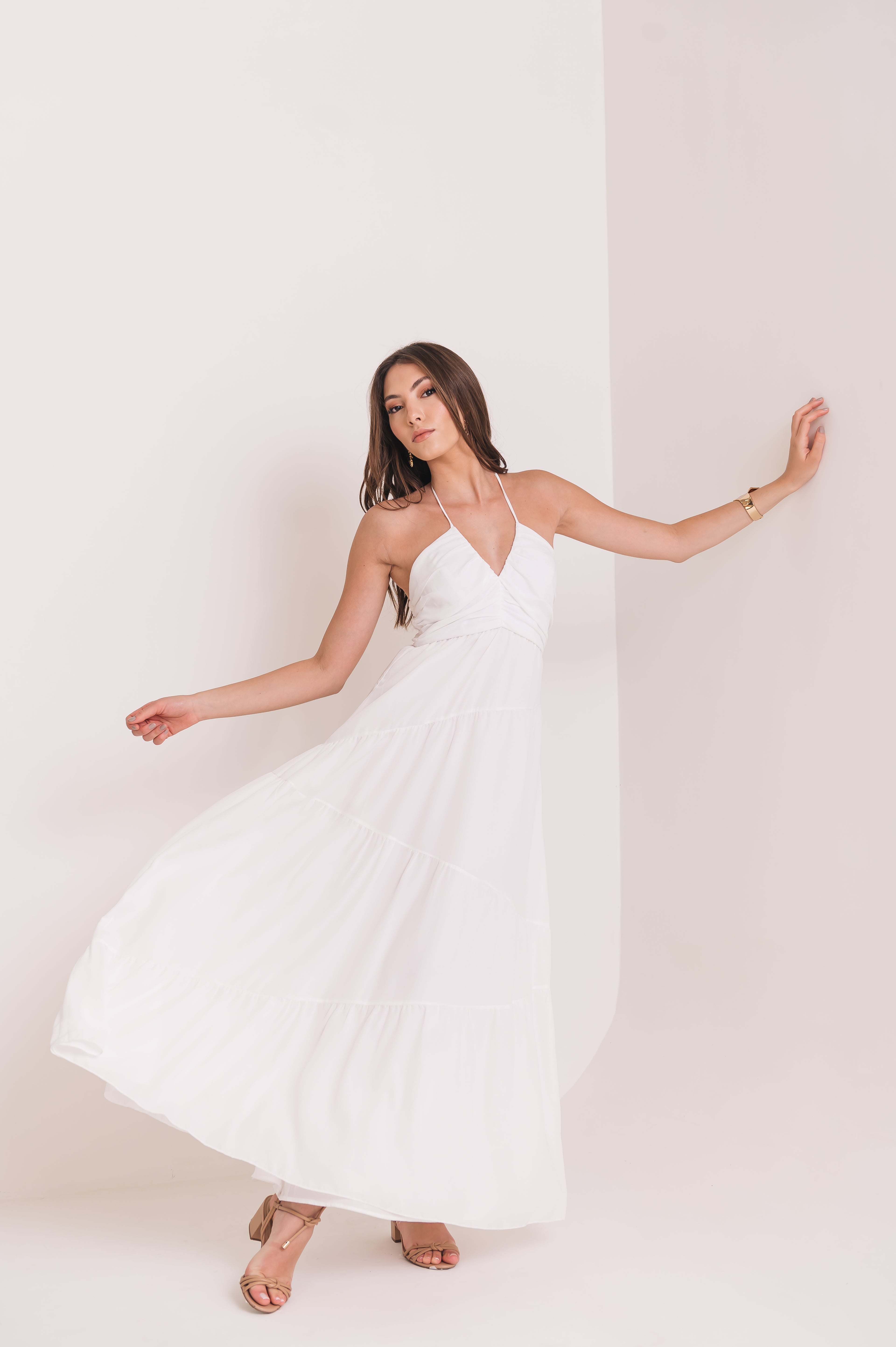 Vestido Maxi Midi Lisandra Off White Ällie