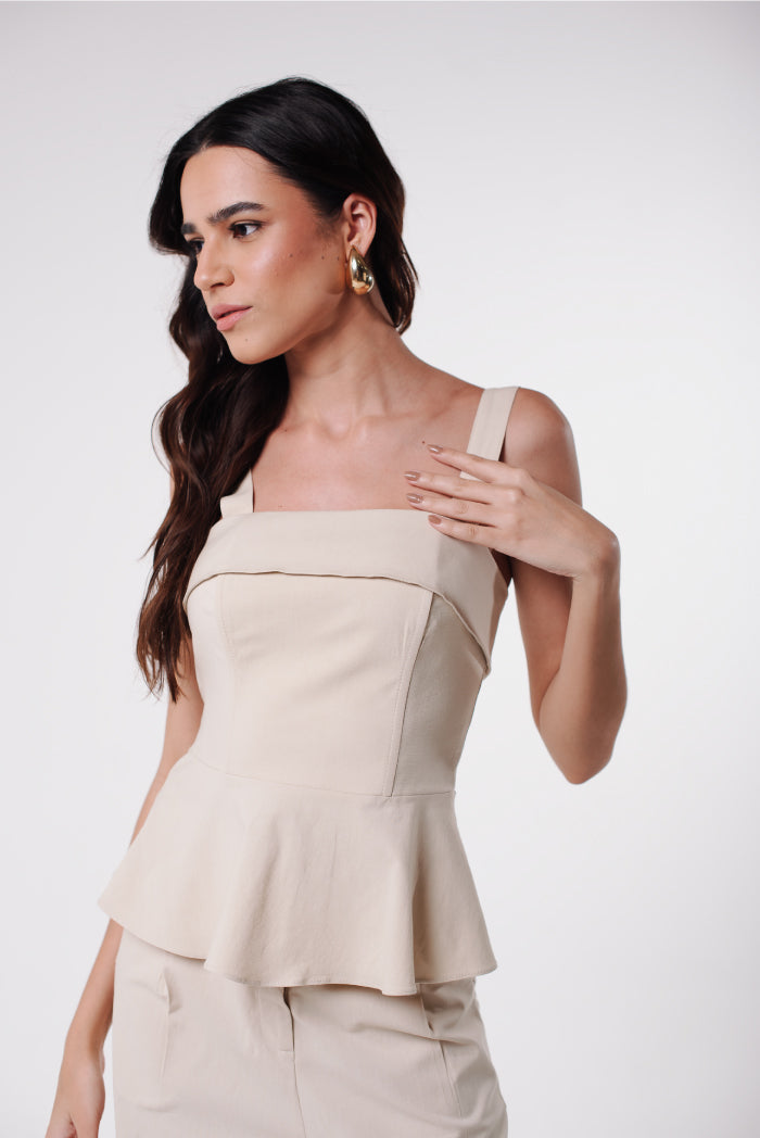 Blusa Peplum Florence Creme