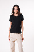 Blusa Polo Tricô Preta