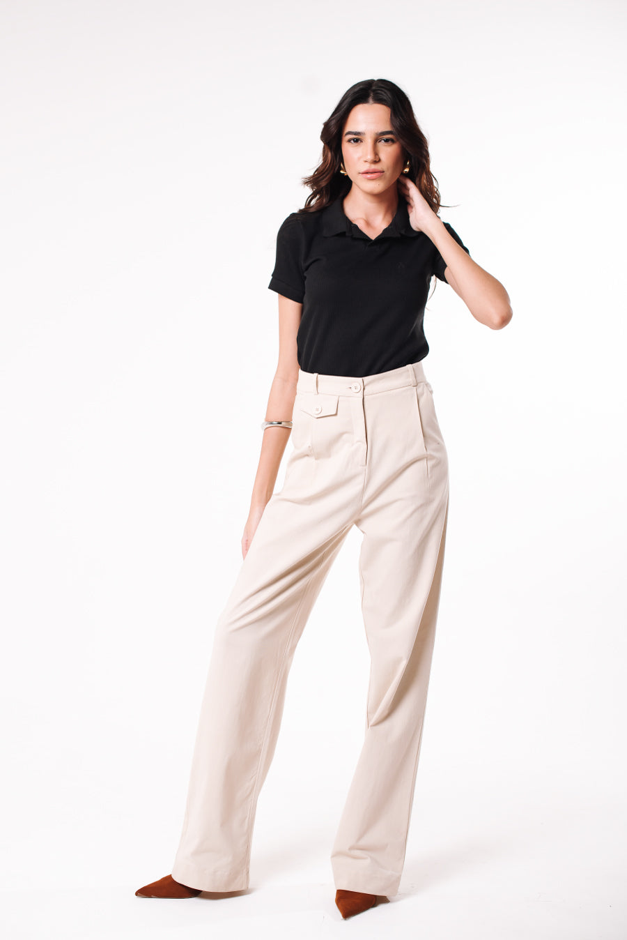Blusa Polo Tricô Preta