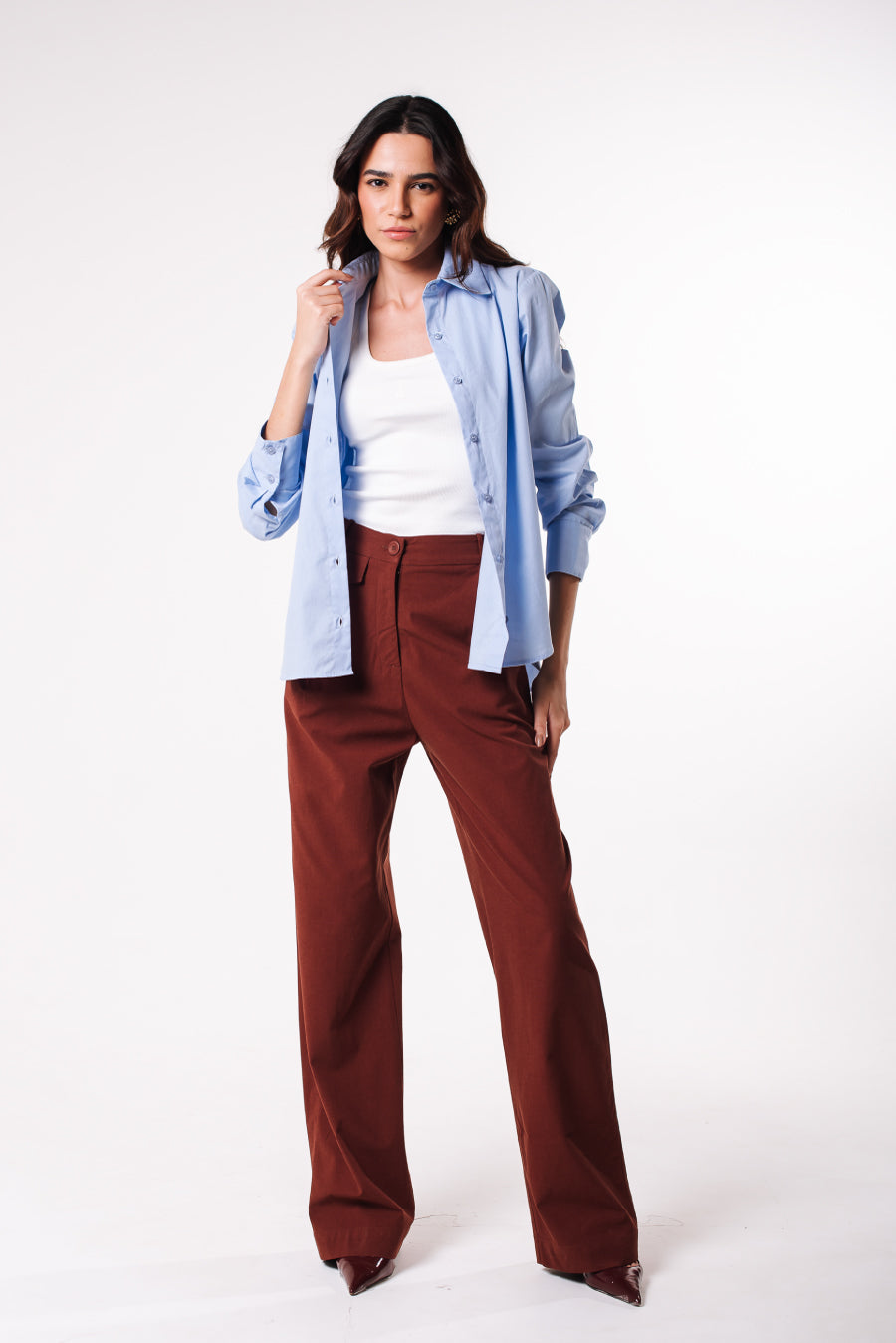 Calça Pantalona Ciça Marrom Chocolate