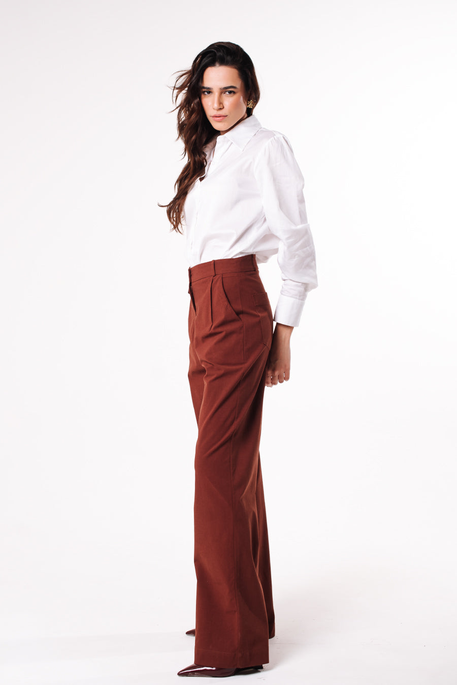 Calça Pantalona Ciça Marrom Chocolate