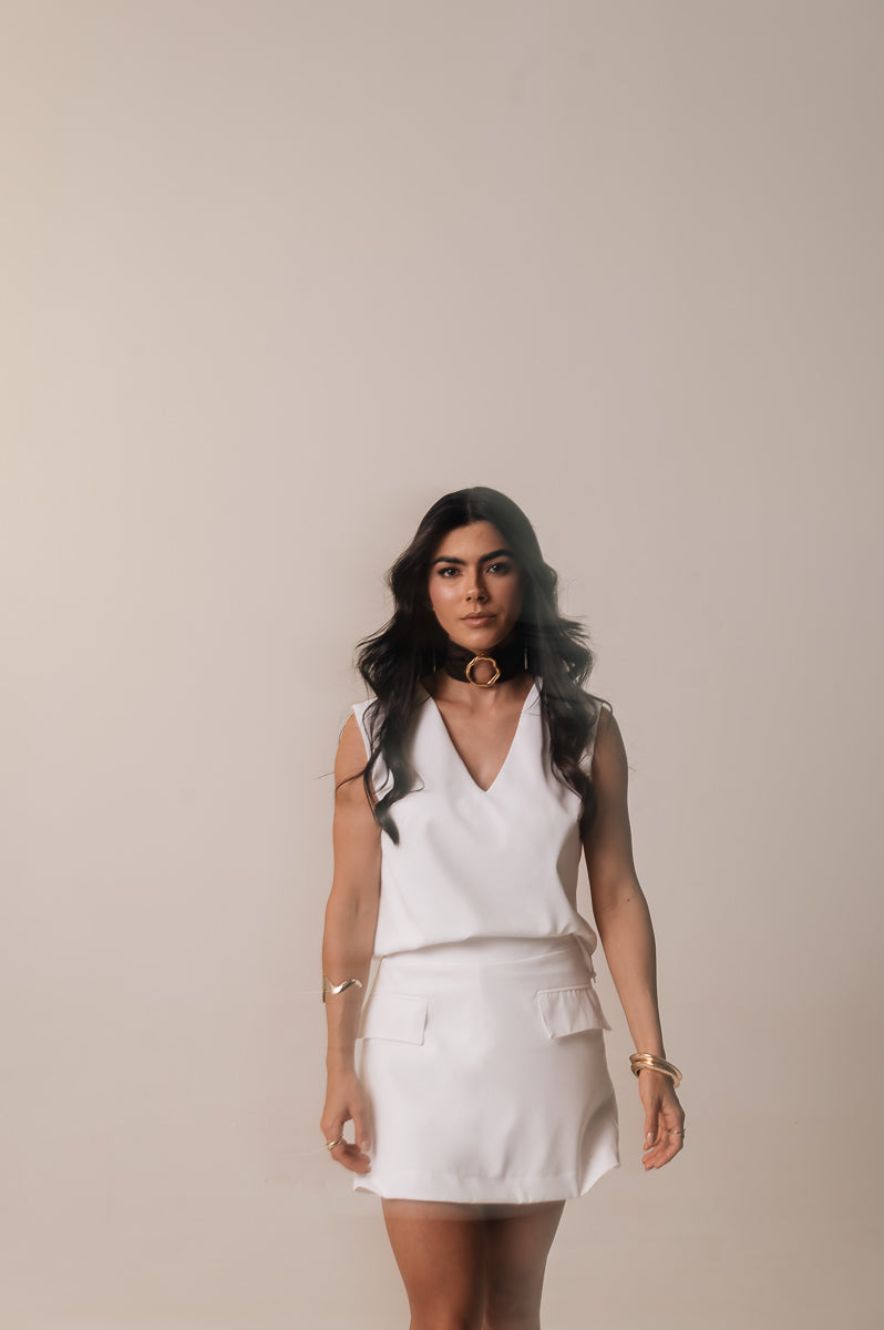 Short Saia Alfaiataria Virgínia Off White Ällie