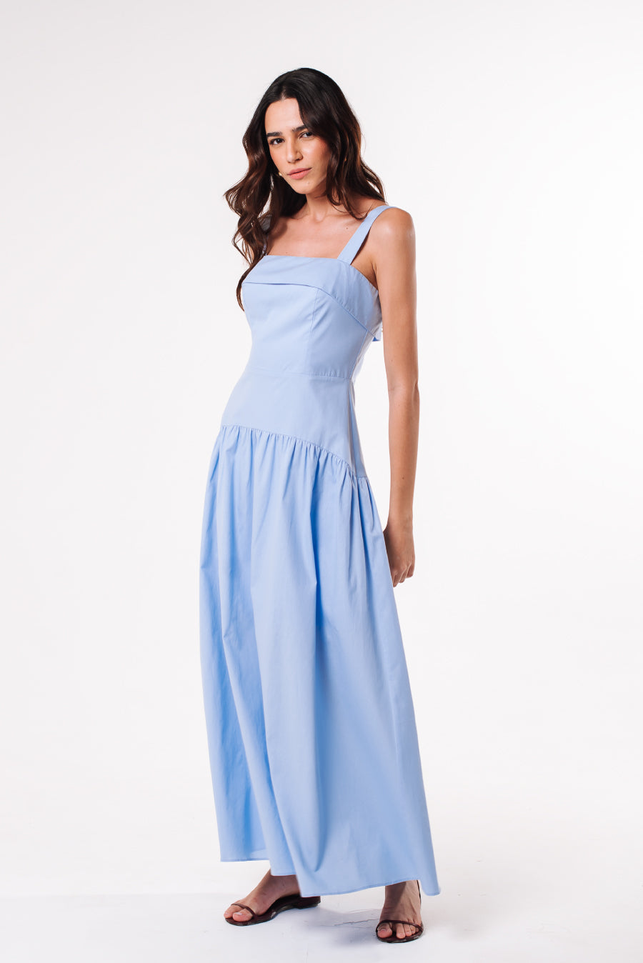 Vestido Tricoline Débora Azul
