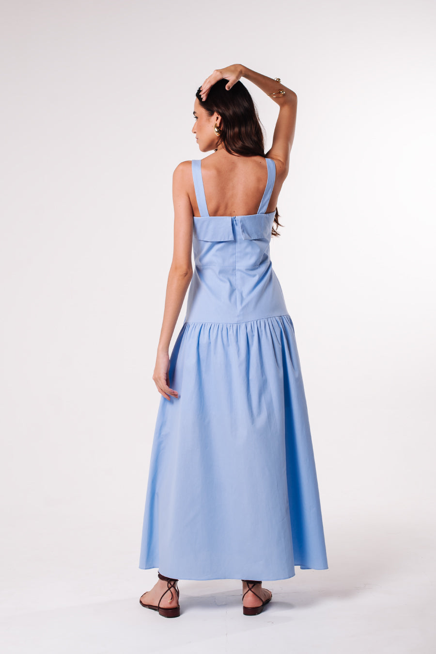 Vestido Tricoline Débora Azul