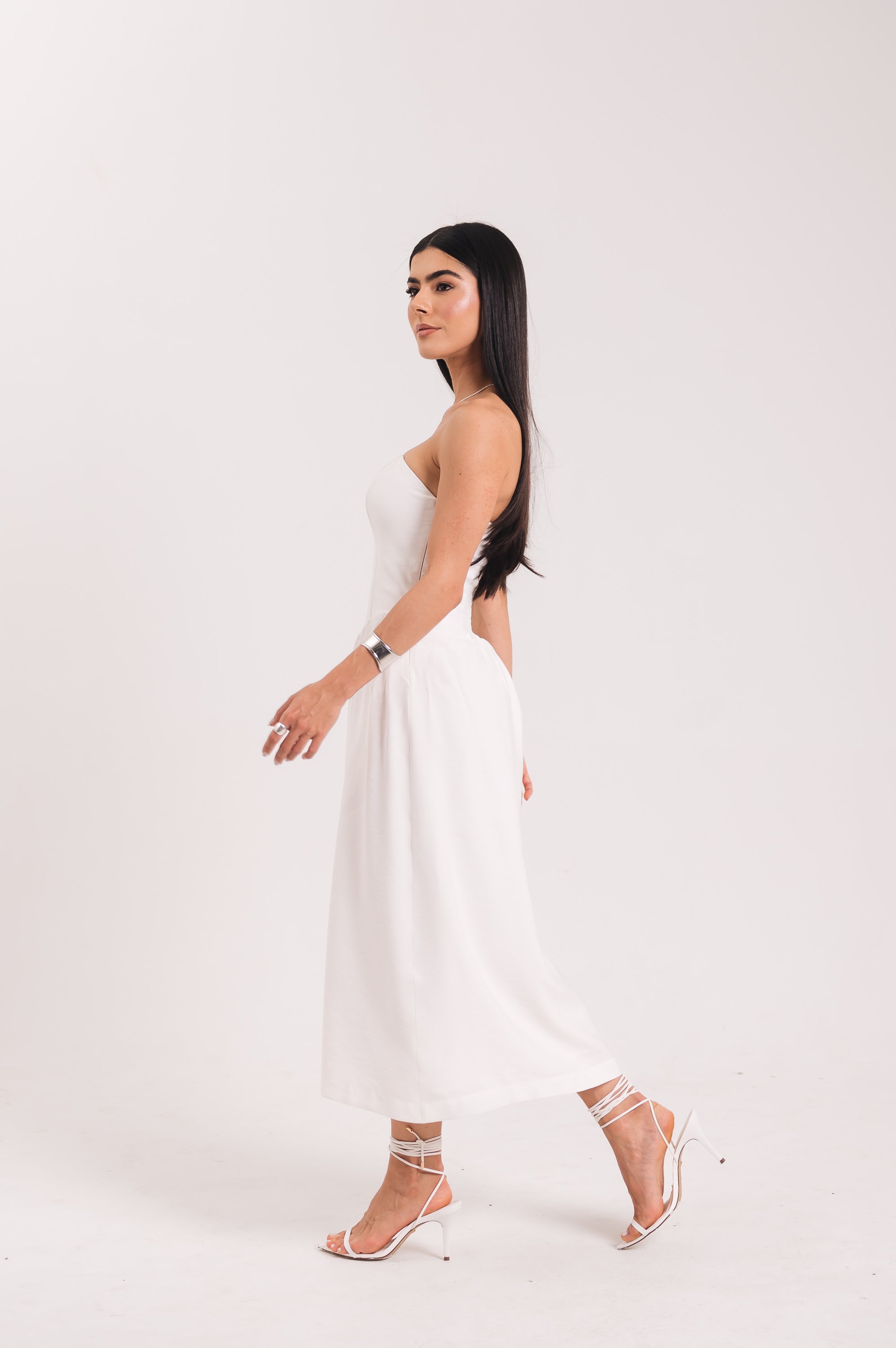 Vestido Midi Moniz Off White Saphir