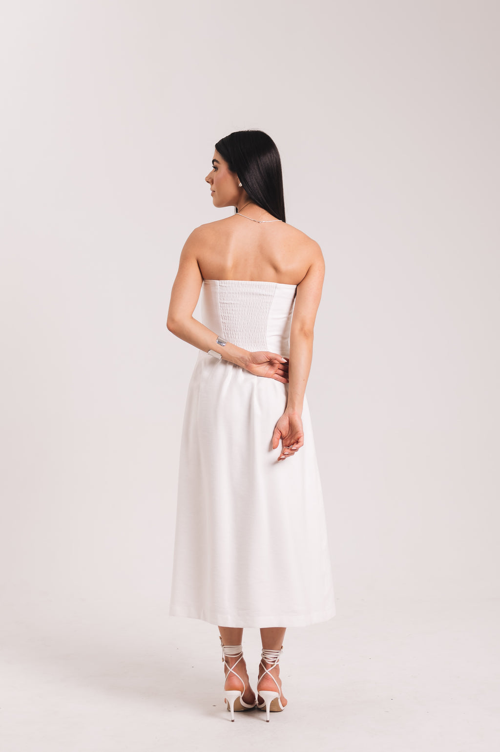 Vestido Midi Moniz Off White Saphir