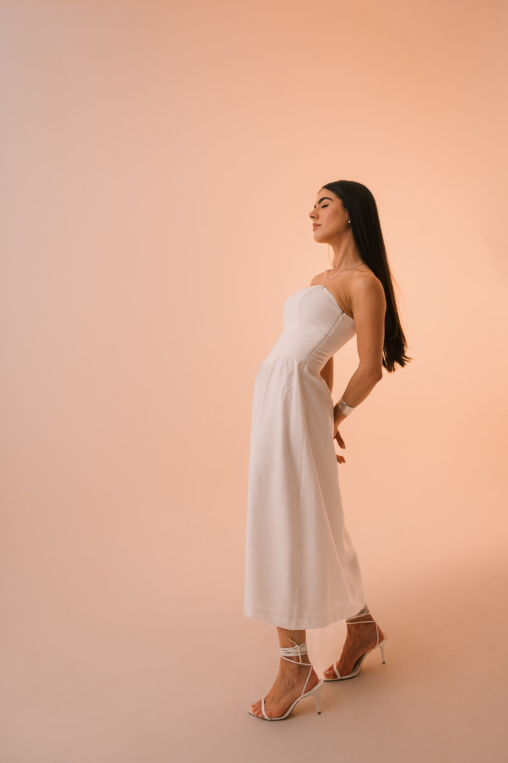 Vestido Midi Moniz Off White Saphir