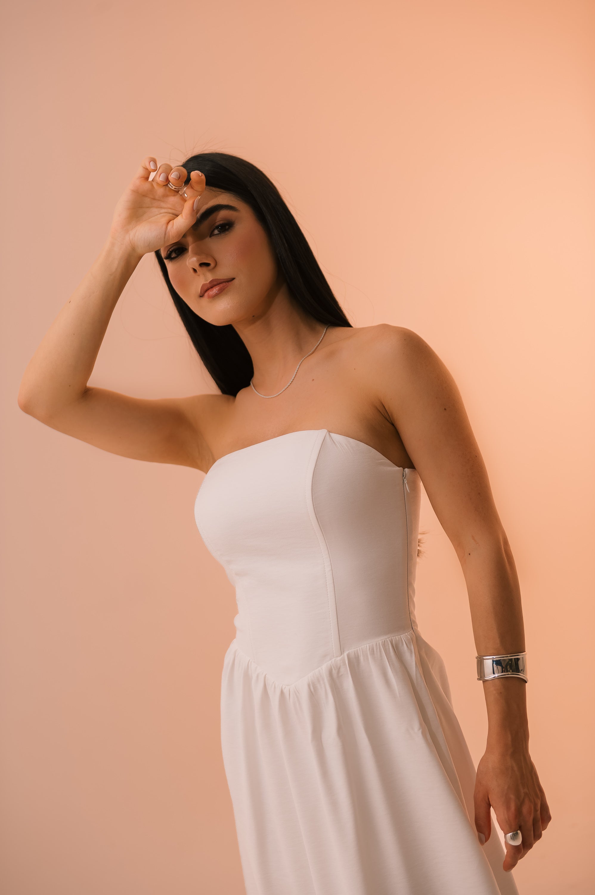 Vestido Midi Moniz Off White Saphir